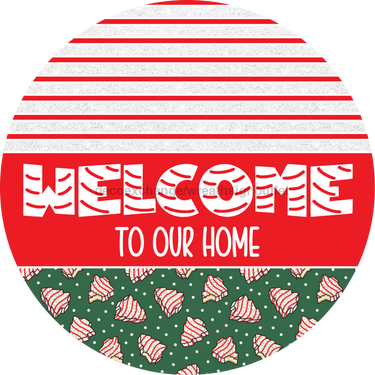 Door Hanger, Christmas Sign, Green Christmas Cake Sign, Welcome Sign, 18